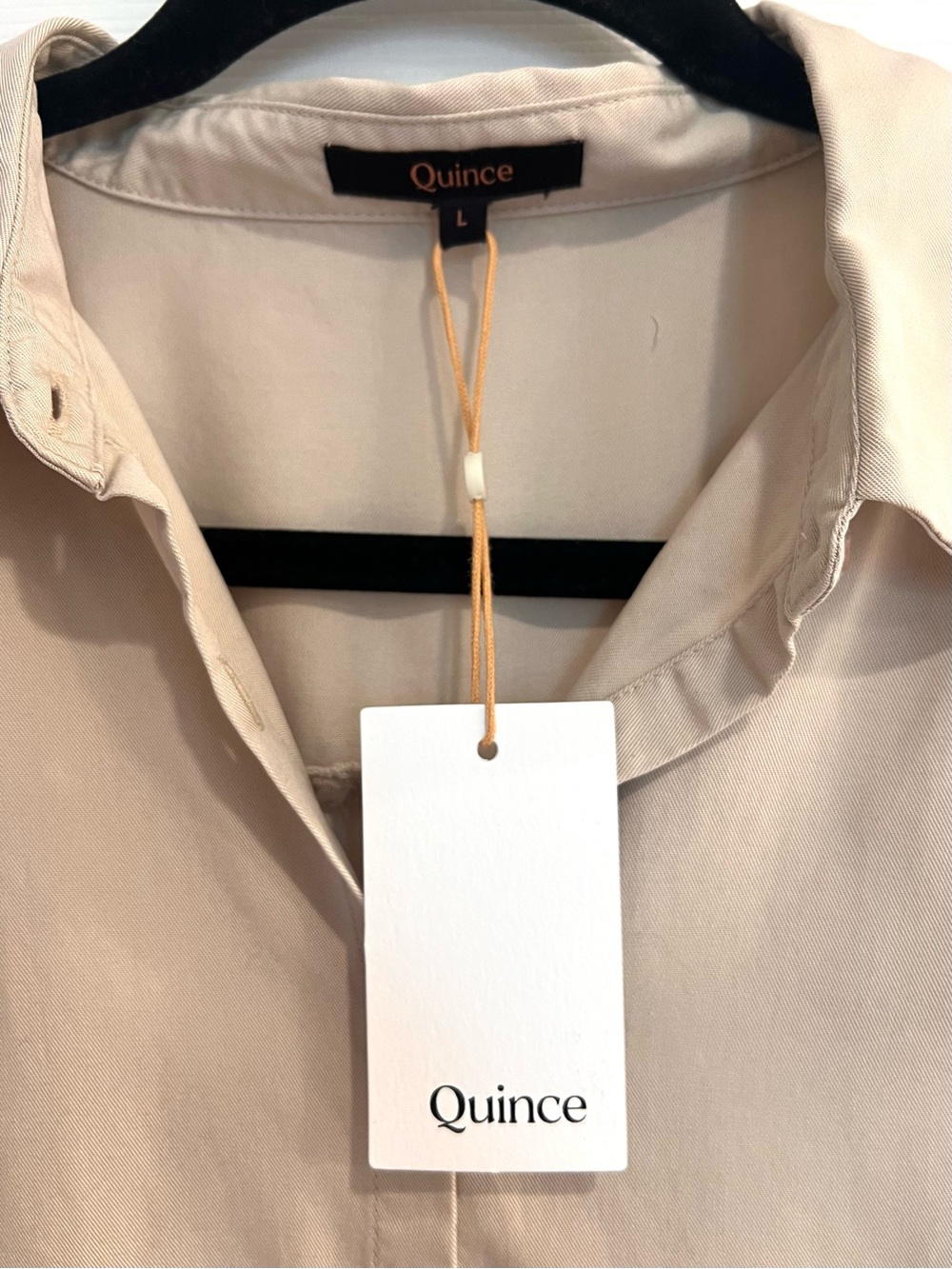 Quince Beige Button-Up Short Sleeve Blouse - Picture 2 of 8